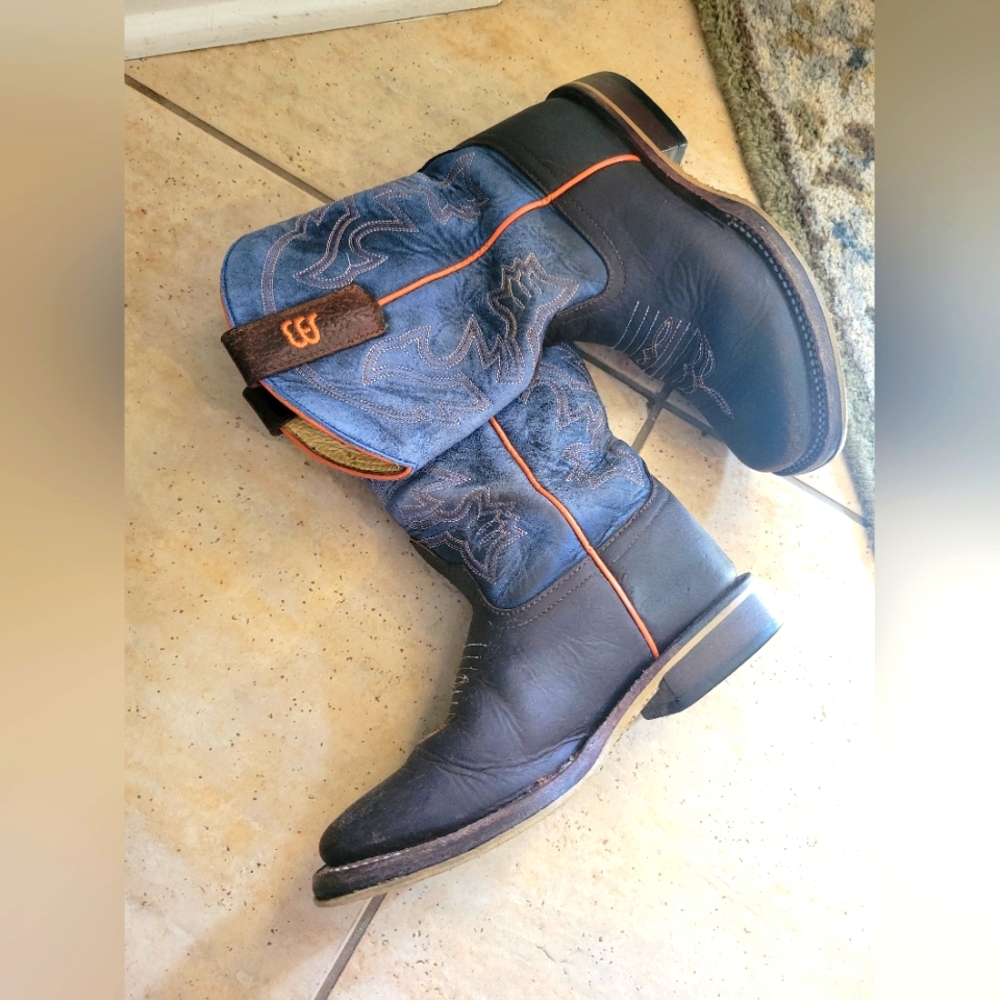 Anderson Bean Brown and Blue Cowboy Western Boots Kids - Picture 2 of 7